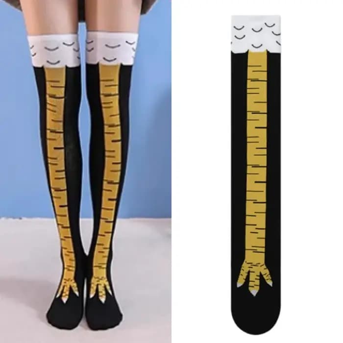 Pattes de poulet pieds chaussettes longues femmes sur le genou bas drôle dessin animé